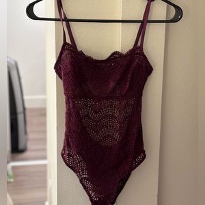 Victoria’s Secret plum bodysuit with back cut out- size XS